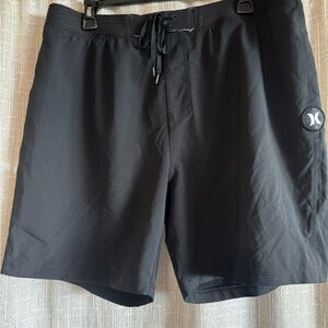 Hurley Black Men's Swim Boardshorts with Logo Patch